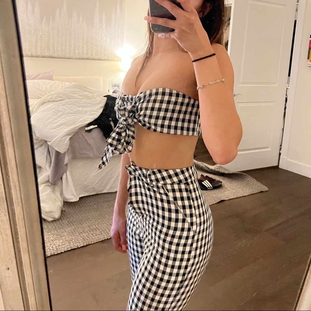 Gingham white fox set